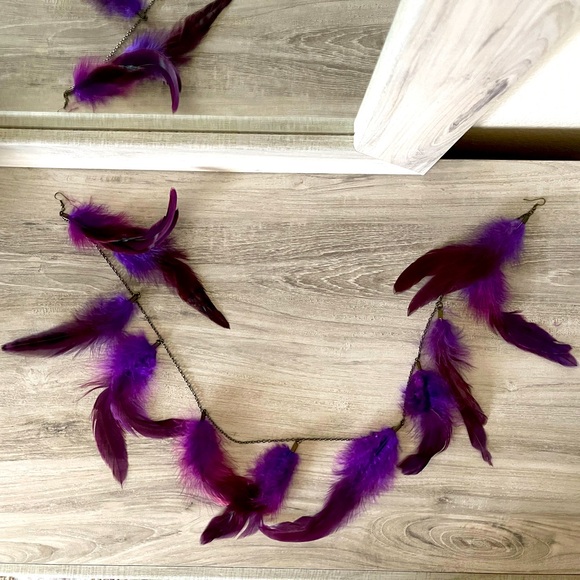 Purple Feather Earring Necklace - Picture 1 of 7